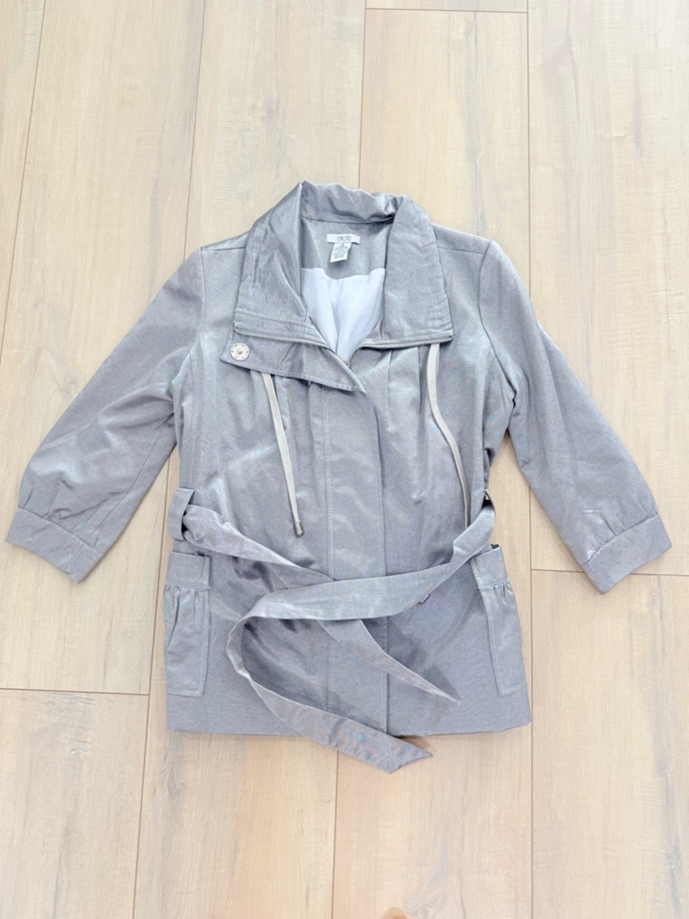 Cache Silver-Gray Belted Trench Jacket